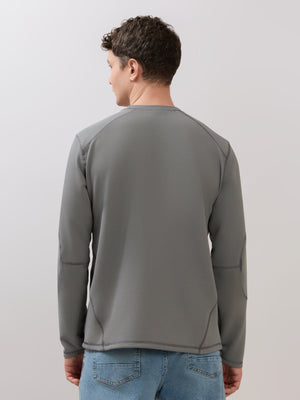 Kinoia - Onstep Printed Contrast-Stitch Relaxed Sweatshirt - Grey - Espanshe