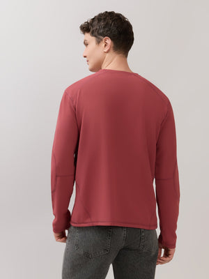 Kinoia - Onstep Printed Contrast-Stitch Relaxed Sweatshirt - Raspberry Rose - Espanshe