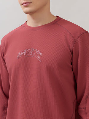 Kinoia - Onstep Printed Contrast-Stitch Relaxed Sweatshirt - Raspberry Rose - Espanshe