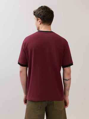 Karoon - Slim Fit Round-Neck T-Shirt - Maroon - Espanshe