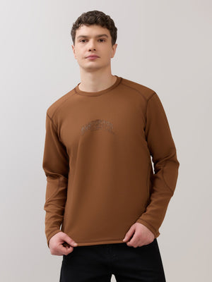 Kinoia - Onstep Printed Contrast-Stitch Relaxed Sweatshirt - Brown - Espanshe