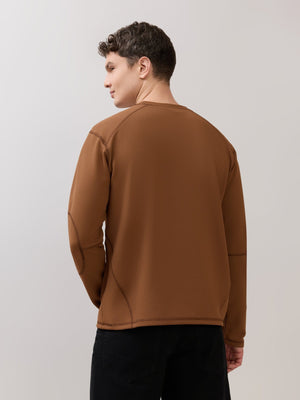Kinoia - Onstep Printed Contrast-Stitch Relaxed Sweatshirt - Brown - Espanshe