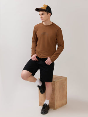 Kinoia - Onstep Printed Contrast-Stitch Relaxed Sweatshirt - Brown - Espanshe