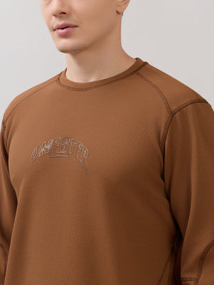 Kinoia - Onstep Printed Contrast-Stitch Relaxed Sweatshirt - Brown - Espanshe