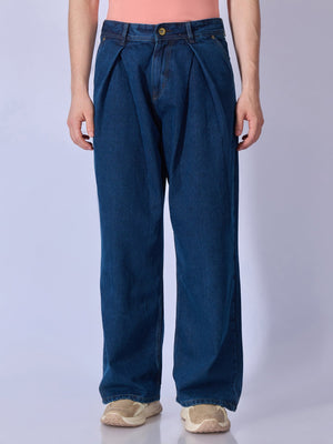 Quro - Baggy Pleated Jeans - MS Blue - Espanshe