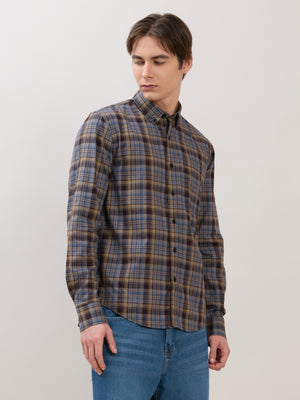 men's Melange Checks Shirt in lavender blue