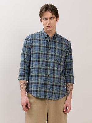 Sanana - Melange Checks Shirt - Blue - Espanshe