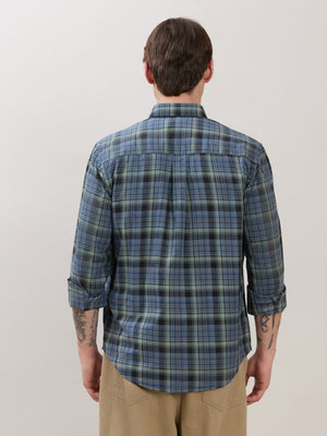 men's Melange Checks Shirt in blue