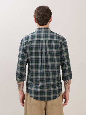 men's Melange Checks Shirt in Green