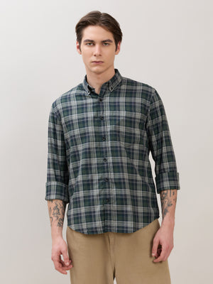 men's Melange Checks Shirt in Green