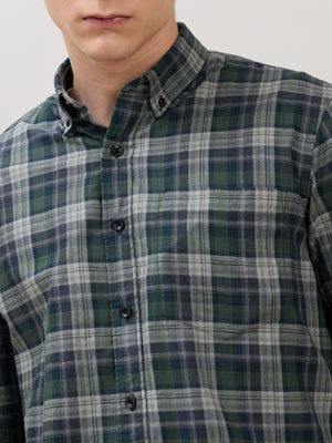 men's Melange Checks Shirt in Green