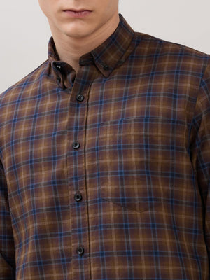 Sanana - Melange Checks Shirt - Brown - Espanshe