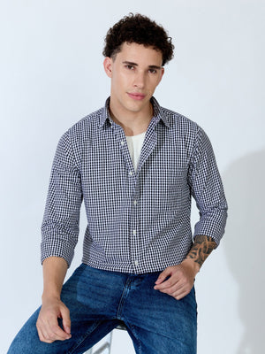 Sara - 100% Cotton Gingham Shirt - Black - Espanshe
