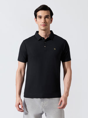 Men's Black Regular Fit Polo T-Shirt