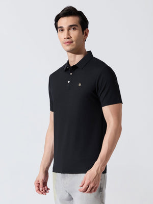 Solaris Bloom - Black Regular Fit Polo T-Shirt - Espanshe