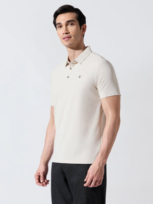 Solaris Bloom - Cream Regular Fit Polo T-Shirt - Espanshe