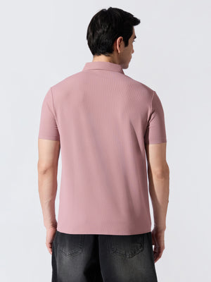 Men's Pink Regular Fit Polo T-Shirt