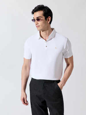 Men's White Regular Fit Polo T-Shirt