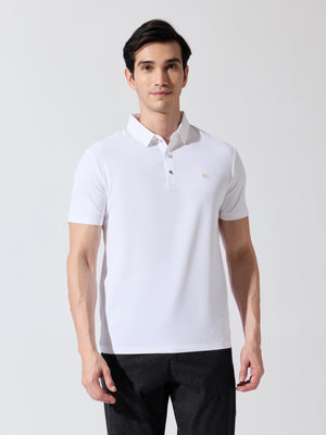 Men's White Regular Fit Polo T-Shirt