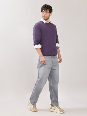 Stanwick - Slim Fit Purple Crew Neck Sweater - Espanshe