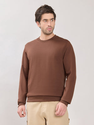 Stanwick - Slim Fit Chocolate Lacquer Crew Neck Sweater - Espanshe