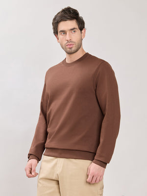 Stanwick - Slim Fit Chocolate Lacquer Crew Neck Sweater - Espanshe