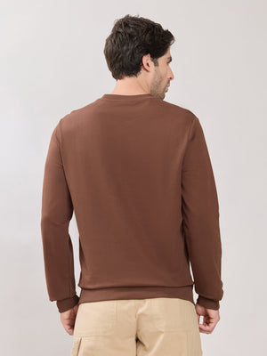 Stanwick - Slim Fit Chocolate Lacquer Crew Neck Sweater - Espanshe