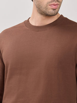 Stanwick - Slim Fit Chocolate Lacquer Crew Neck Sweater - Espanshe