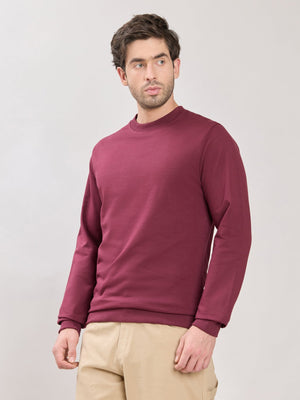 Stanwick - Slim Fit Maroon Crew Neck Sweater - Espanshe