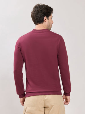 Stanwick - Slim Fit Maroon Crew Neck Sweater - Espanshe