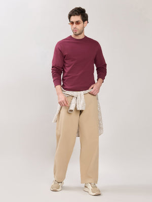 Stanwick - Slim Fit Maroon Crew Neck Sweater - Espanshe