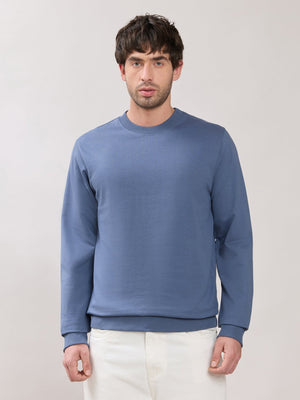 Stanwick - Slim Fit Blue Crew Neck Sweater - Espanshe