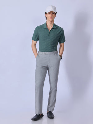Todo - Jacquard Half-Zip Polo T-Shirt – Green - Espanshe