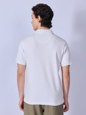 Todo - Jacquard Half-Zip Polo T-Shirt – White - Espanshe