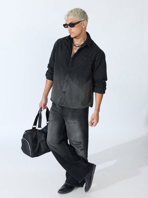 Vapor Wave - Ombre Denim Shirt - Black - Espanshe