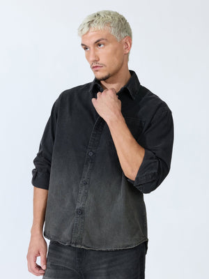 Vapor Wave - Ombre Denim Shirt - Black - Espanshe