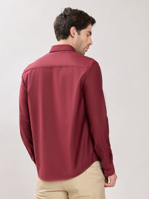 Vosha - Relaxed Fit Plain Shirt - Maroon - Espanshe