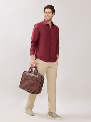 Vosha - Relaxed Fit Plain Shirt - Maroon - Espanshe