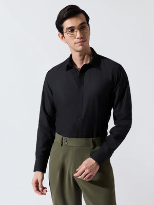 Vosha - Relaxed Fit Plain Shirt - Black - Espanshe