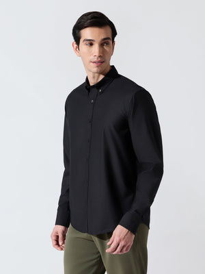 Vosha - Relaxed Fit Plain Shirt - Black - Espanshe