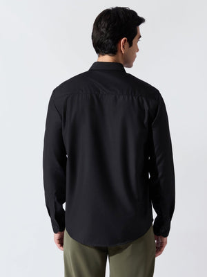 Vosha - Relaxed Fit Plain Shirt - Black - Espanshe