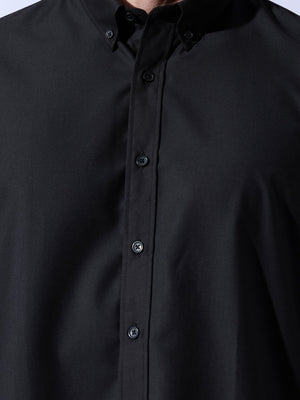 Vosha - Relaxed Fit Plain Shirt - Black - Espanshe