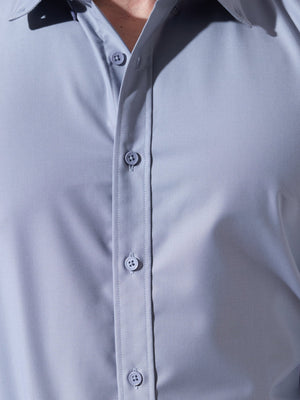 Vosha - Relaxed Fit Plain Shirt - Airforce Blue - Espanshe