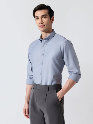 Vosha - Relaxed Fit Plain Shirt - Airforce Blue - Espanshe