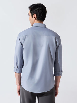 Vosha - Relaxed Fit Plain Shirt - Airforce Blue - Espanshe