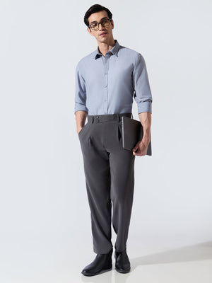 Vosha - Relaxed Fit Plain Shirt - Airforce Blue - Espanshe