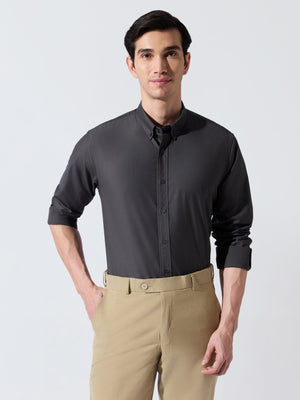 Vosha - Relaxed Fit Plain Shirt - Dark Grey - Espanshe