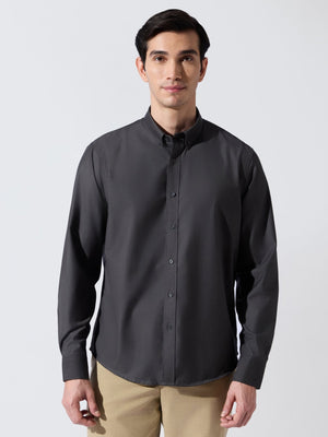 Vosha - Relaxed Fit Plain Shirt - Dark Grey - Espanshe