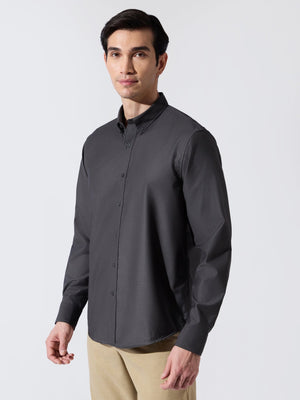 Vosha - Relaxed Fit Plain Shirt - Dark Grey - Espanshe