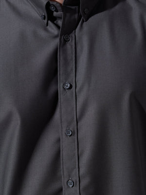 Vosha - Relaxed Fit Plain Shirt - Dark Grey - Espanshe